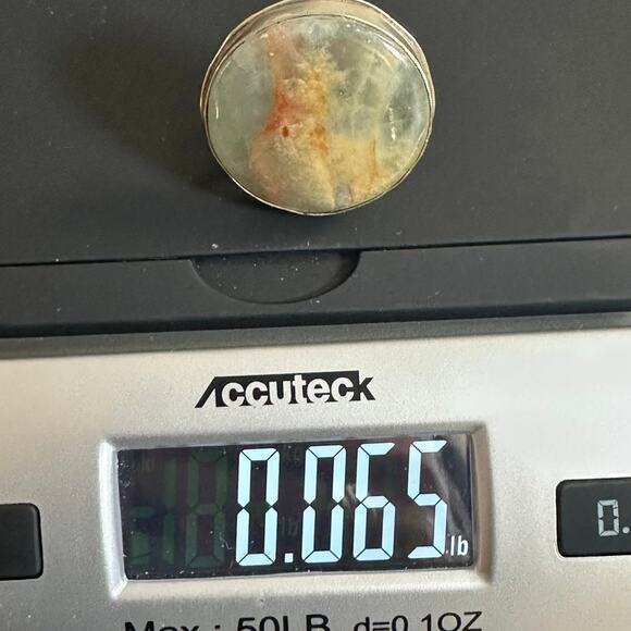 Large Stone Western Adjustable Ring Green SIlver Yellow Boho - Picture 7 of 10